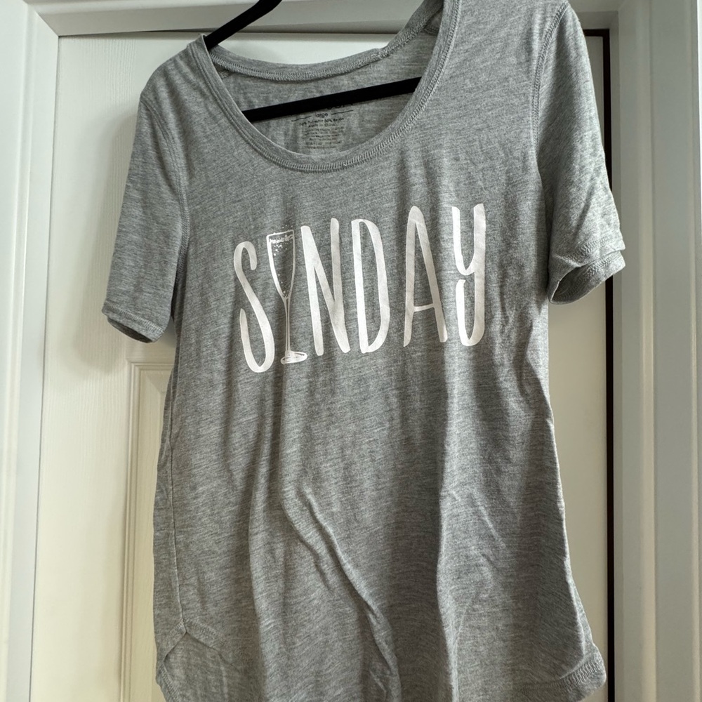 Fifth Sun Gray 'SUNDAY' Scoop Neck Tee